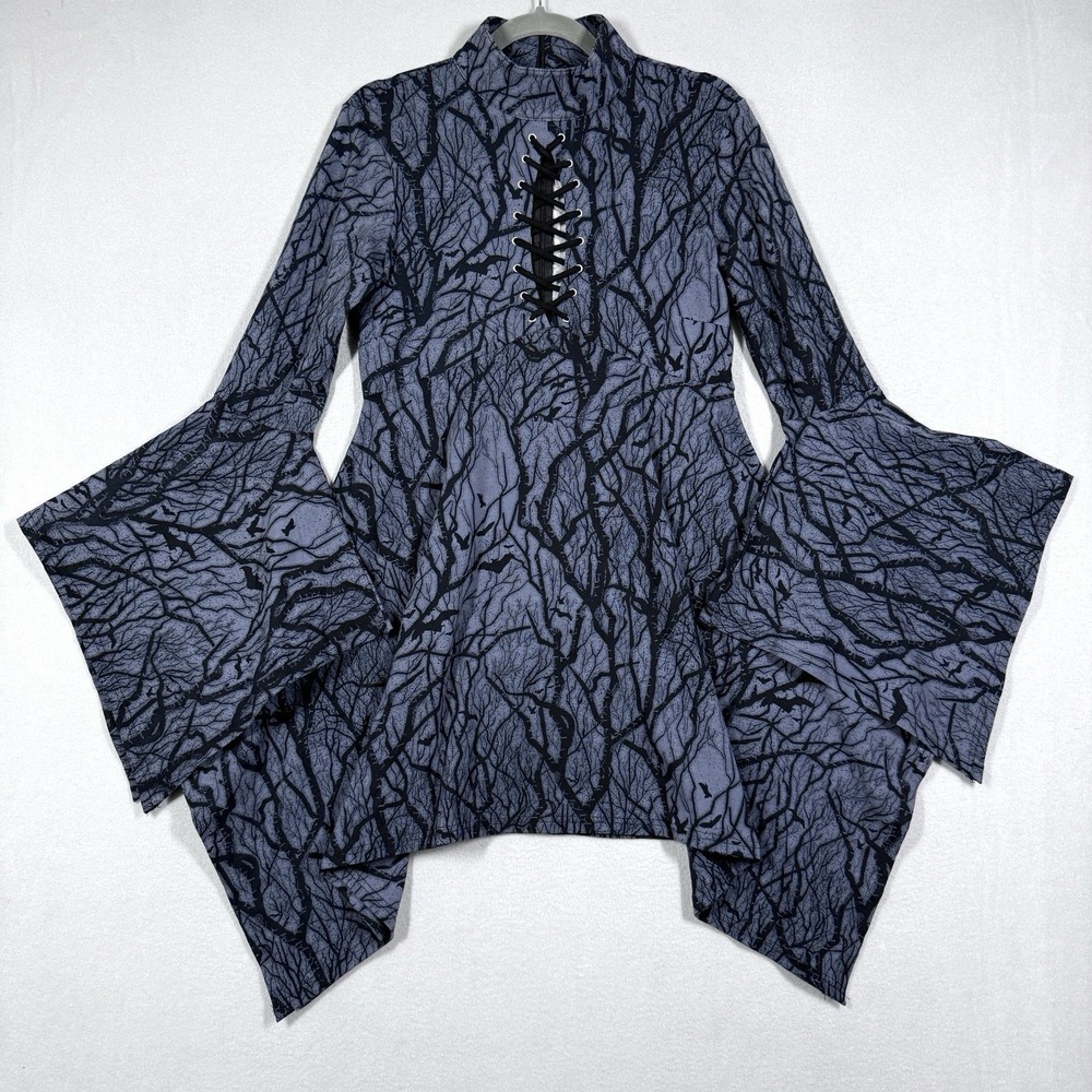 Killstar Dress Womens Medium Divine Touch Keyhole Lace Up Mini Bats Witchy Goth